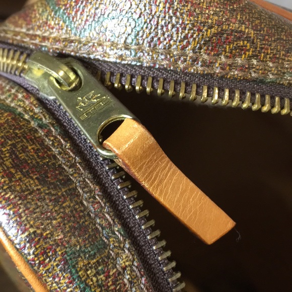 ETRO MILANO Red Paisley Coated Canvas Vachetta Leather Briefcase Laptop File Bag - Picture 14 of 17